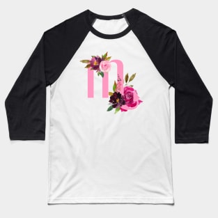 Scorpio Horoscope Zodiac Pink Flower Design Baseball T-Shirt